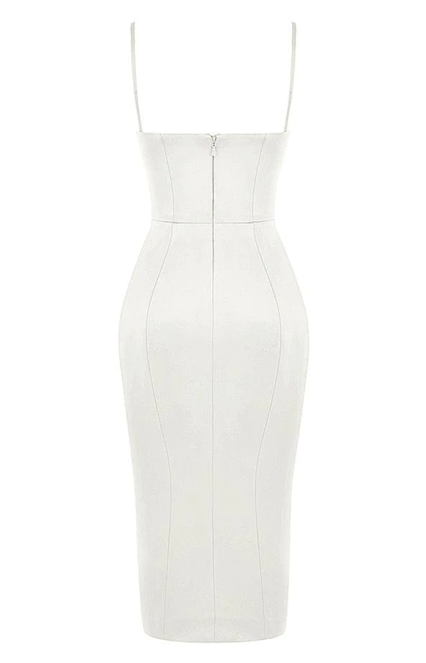 White thin strap midi dress with split thigh