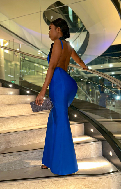 backless bodycon maxi dress by Shaluxee