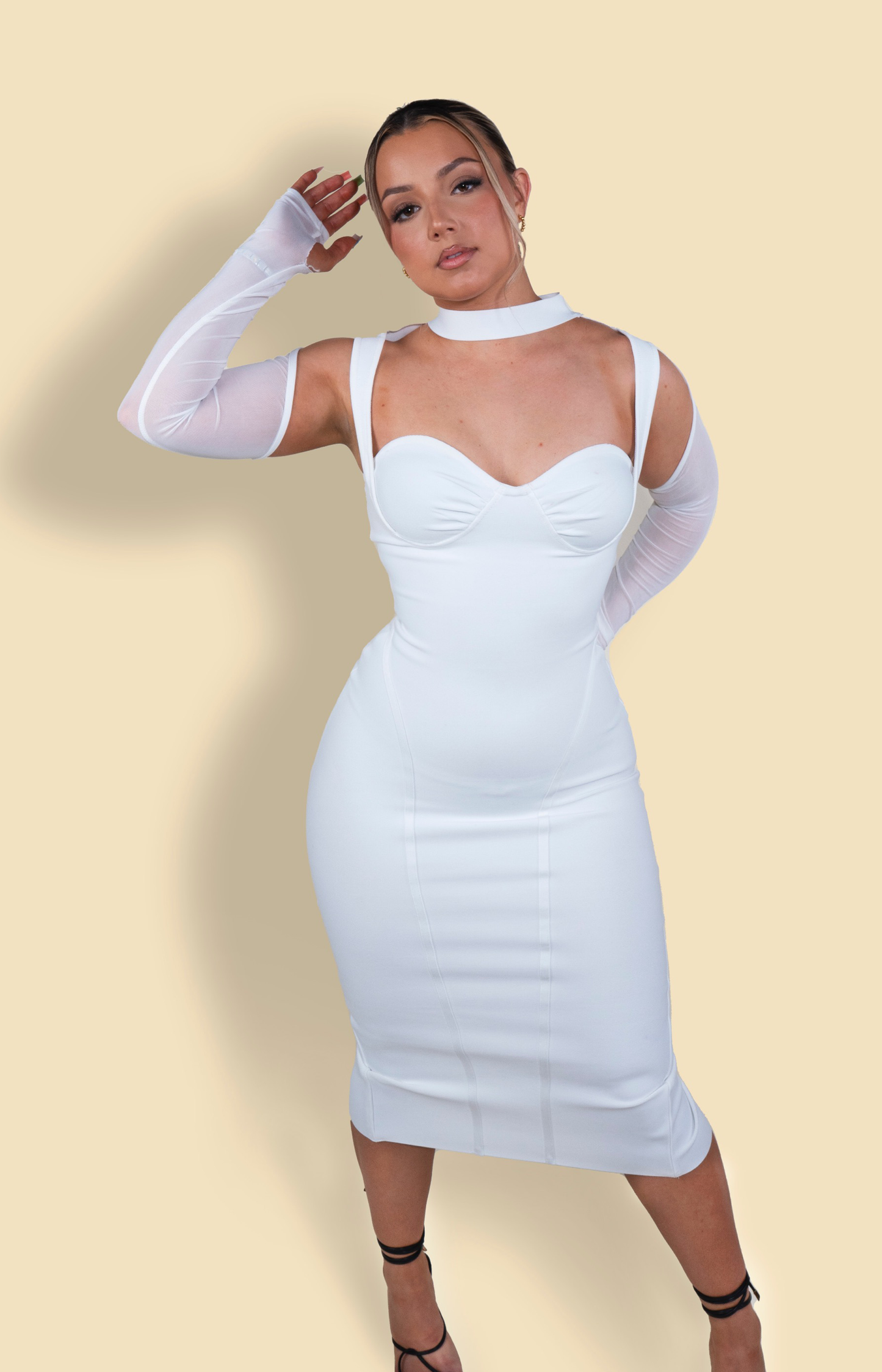 midi bandage bodycon dress with cut out front